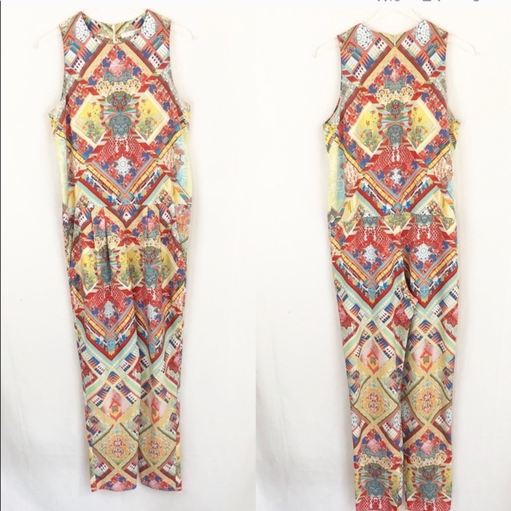 Alexis Geometric Sleeveless Jumpsuit Sz M Bohemian
